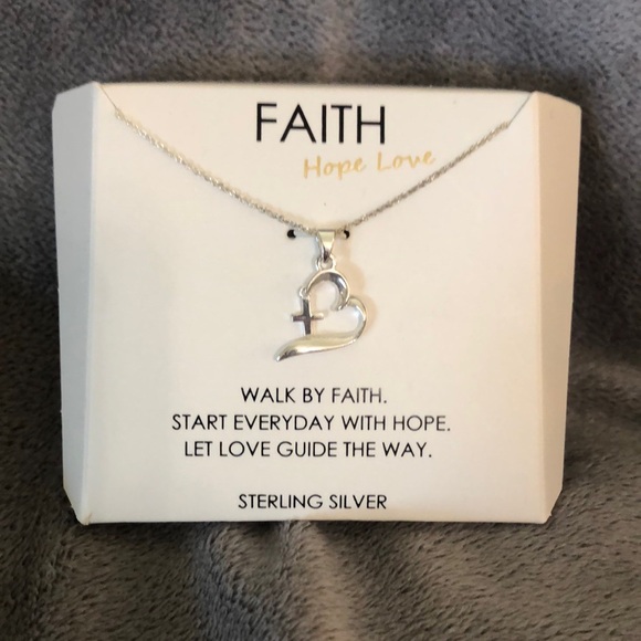 Footnotes Jewelry - - Footnotes Sterling Silver Faith, Hope and Love Heart cross Pendant Neckl…